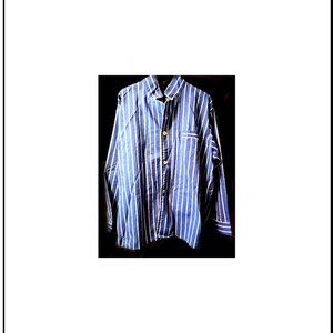 New Rare & Unique Men's Cotton-blend White Stripes On Blue Pajama Set, XXL